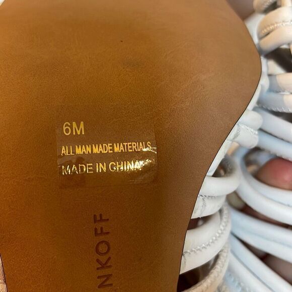 Rebecca Minkoff white knotted strap block heel sandals 6 - Picture 9 of 12